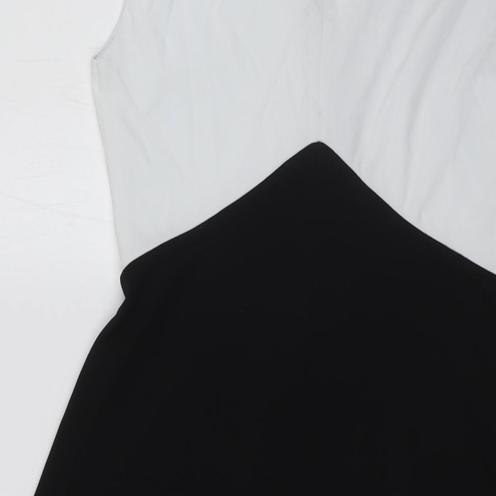 Brand and care label for Principles women’s black polyester a-line, size UK 8, sweetheart