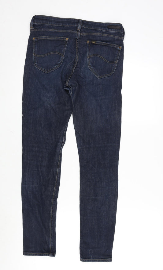 Lee Womens Blue Cotton Blend Straight Jeans Size 29 in L29 in Regular Zip