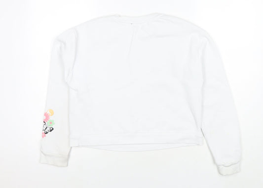 New Look Girls White Cotton Pullover Sweatshirt Size 12-13 Years Pullover - Treat yourself with kidness