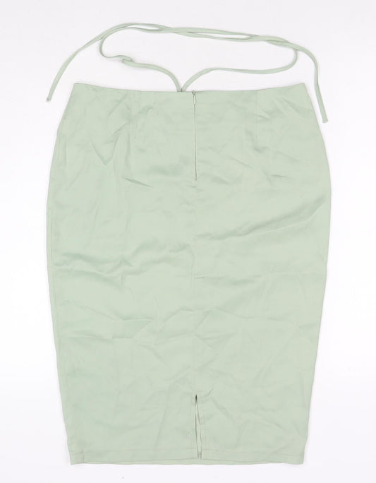 PRETTYLITTLETHING Womens Green Polyester Straight & Pencil Skirt Size 10 Zip