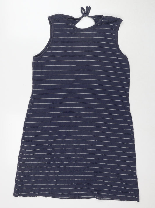 Racing Green Womens Blue Striped Cotton Tank Dress Size 18 Round Neck Pullover