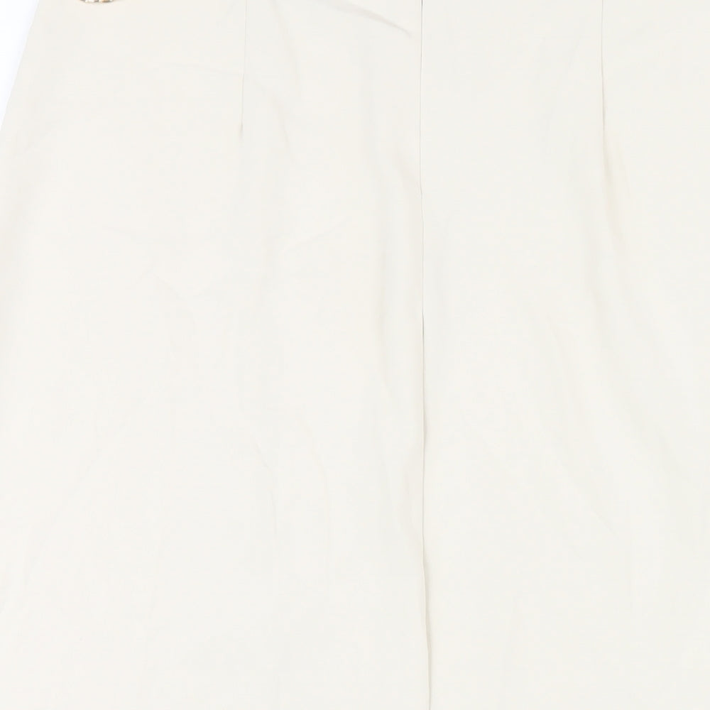 Zara Womens Ivory Polyester A-Line Skirt Size XL Zip