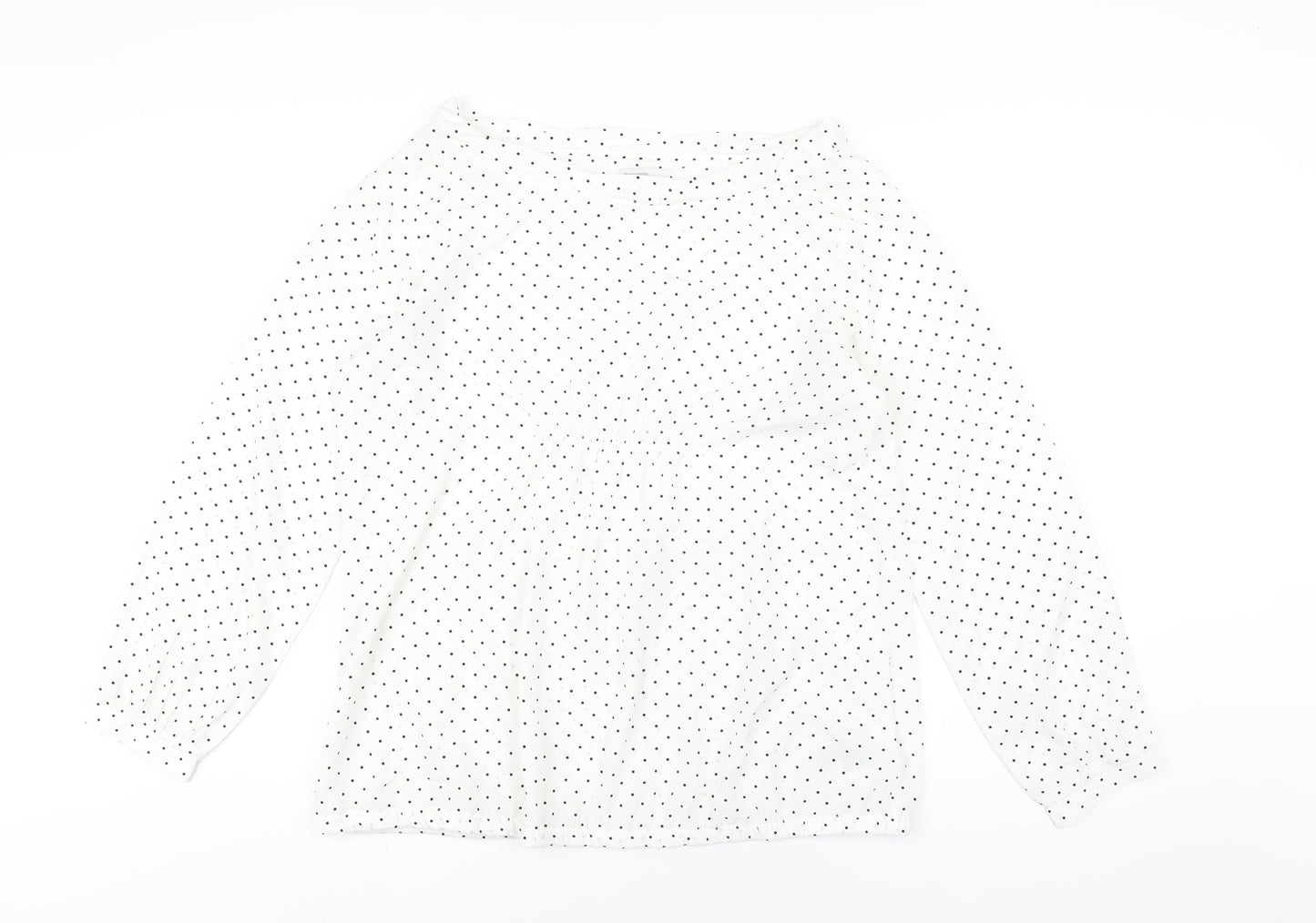 Gap Womens White Polka Dot Polyester Basic Blouse Size L Boat Neck