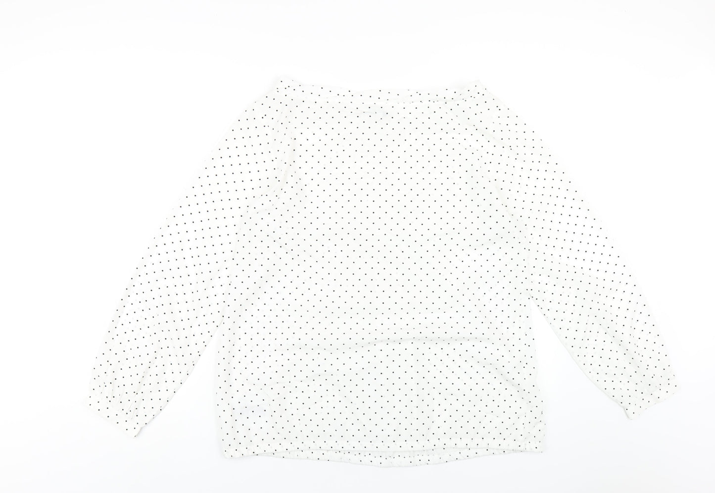 Gap Womens White Polka Dot Polyester Basic Blouse Size L Boat Neck