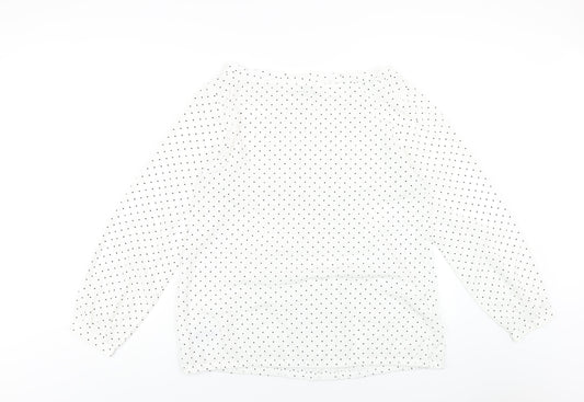 Gap Womens White Polka Dot Polyester Basic Blouse Size L Boat Neck