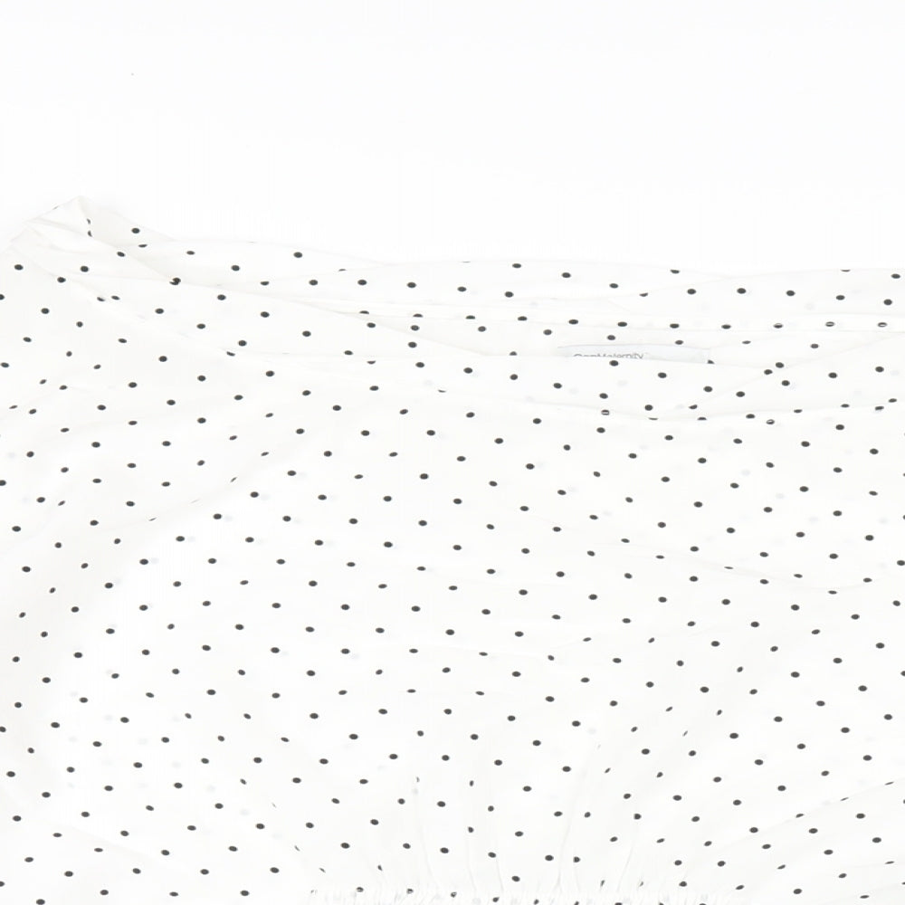 Gap Womens White Polka Dot Polyester Basic Blouse Size L Boat Neck