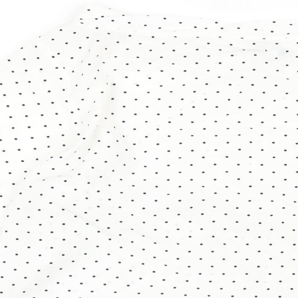 Gap Womens White Polka Dot Polyester Basic Blouse Size L Boat Neck