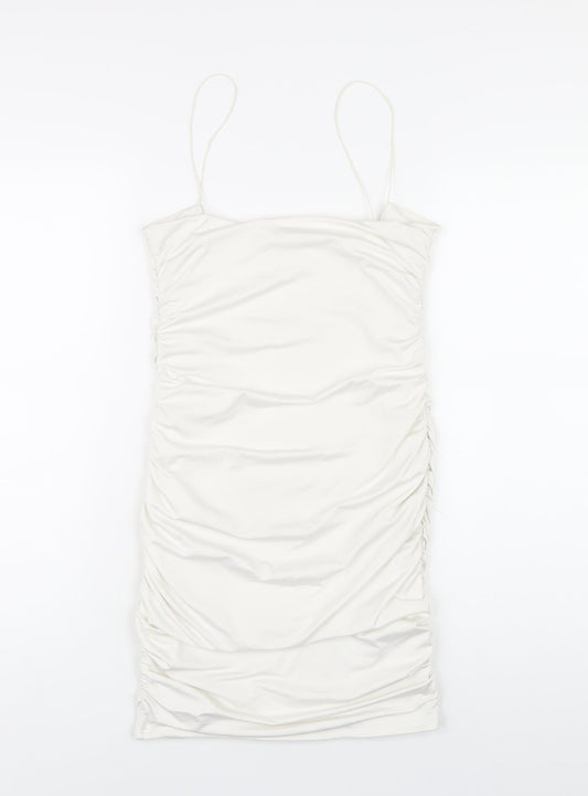 Oh Polly Womens White Polyester Bodycon Size 10 Round Neck Pullover