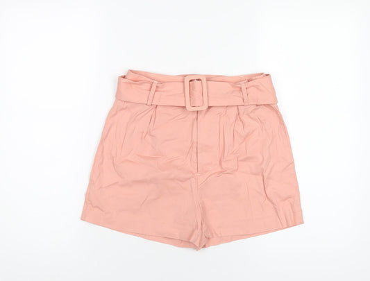 Glamorous Womens Pink Cotton Basic Shorts Size 8 Regular Zip
