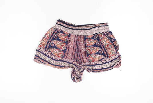 Angie Womens Multicoloured Geometric Polyester Hot Pants Shorts Size S Regular Pull On