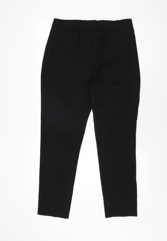 Marks and Spencer Womens Black Polyester Trousers Size 12 L27.5 in Regular Zip