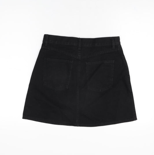 Uniqlo Womens Black Cotton A-Line Skirt Size 27 in Zip