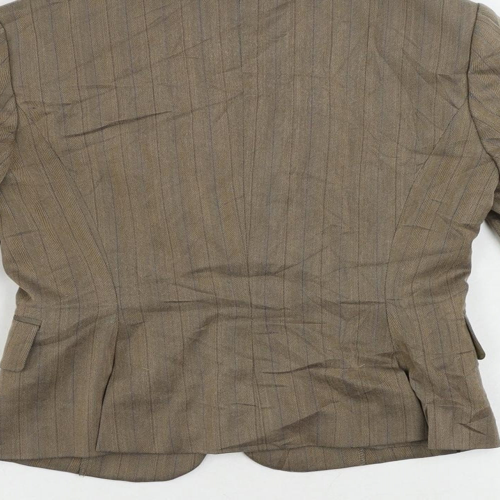 INDIVI Womens Brown Striped Jacket Blazer Size 10 Button