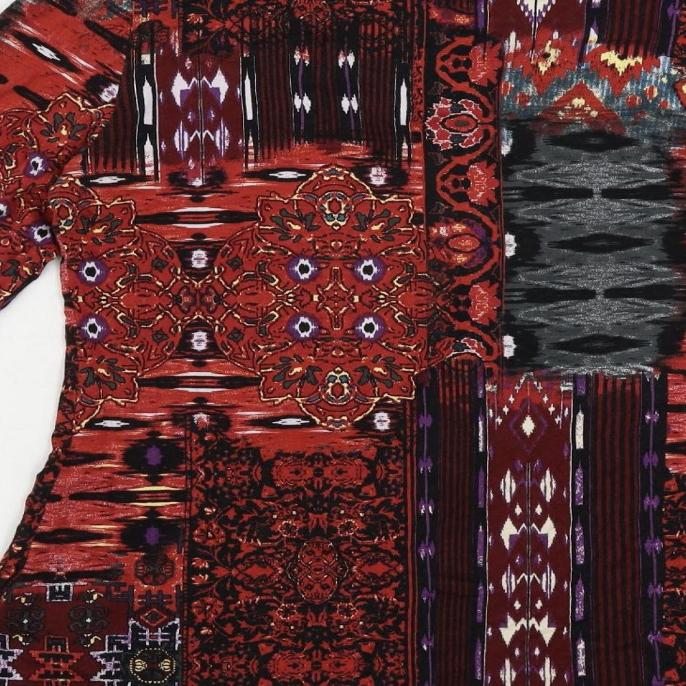 Boysen's Womens Red Paisley Viscose Basic Blouse Size 14 Boat Neck