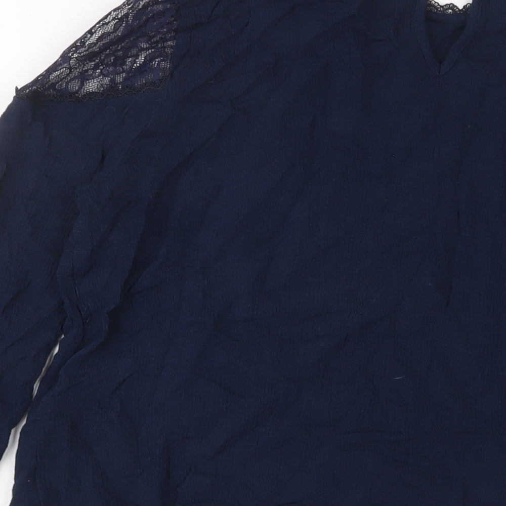 Marks and Spencer Womens Blue Viscose Basic Blouse Size 16 Crew Neck