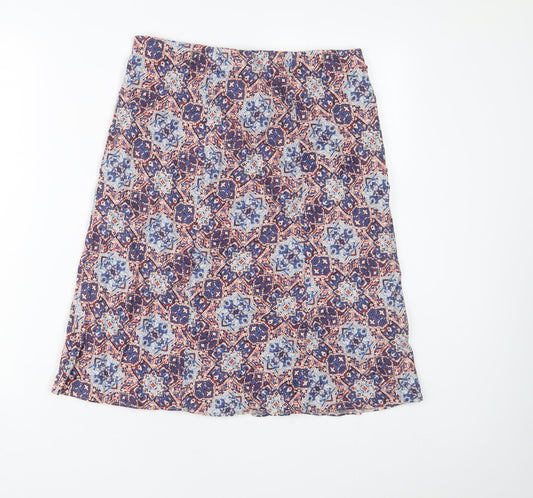 EWM Womens Multicoloured Fair Isle Linen A-Line Skirt Size 10