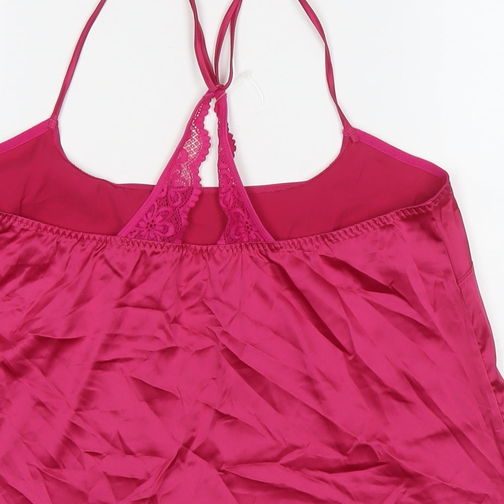 Marks and Spencer Womens Pink Polyester Camisole T-Shirt Size L Round Neck
