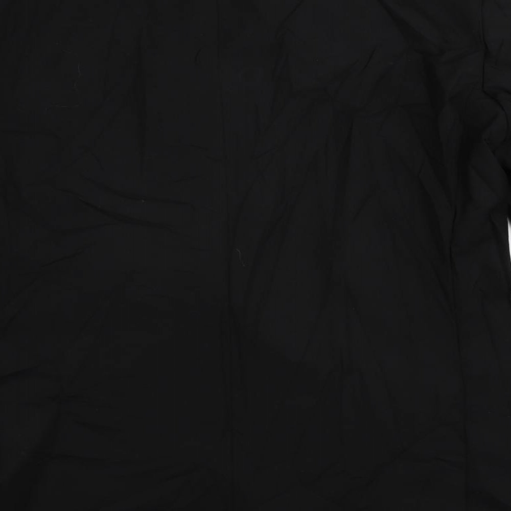 Brand and care label for 1860 Menswear men’s black wool tuxedo suit jacket, size 40, regular