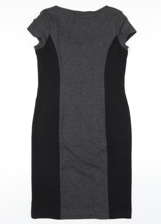 Wallis Womens Black Polyester Bodycon Size 12 Scoop Neck Pullover
