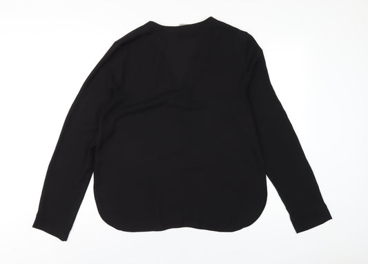 ASOS Womens Black Polyester Basic Button-Up Size 14 V-Neck