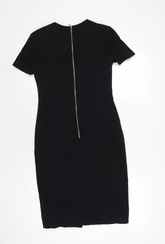 marksand Womens Blue Polyester Bodycon Size 8 Round Neck Zip