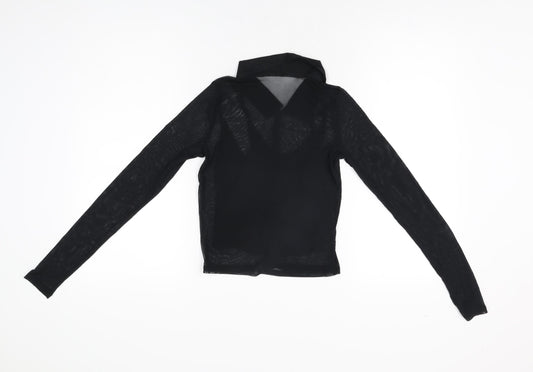 Hollister Womens Black Polyester Basic Button-Up Size S Collared