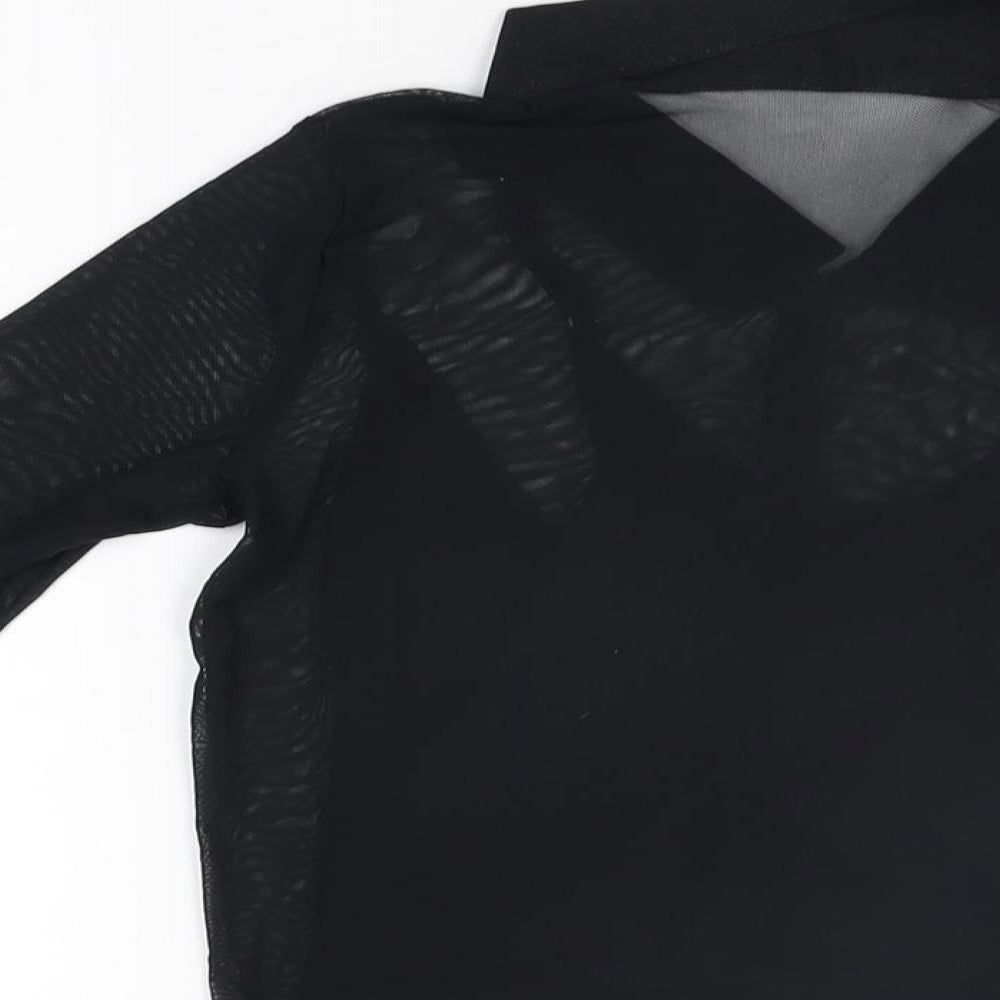 Hollister Womens Black Polyester Basic Button-Up Size S Collared
