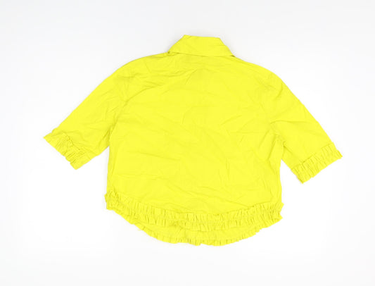 Womens UK Size 10 PINKO Yellow Cotton Button-Up