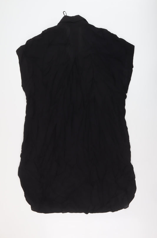 H&M Womens Black Viscose A-Line Size M Collared Button