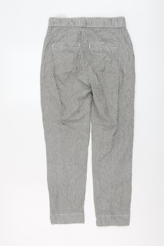 Hollister Womens Grey Striped Cotton Trousers Size S L24 in Regular Button