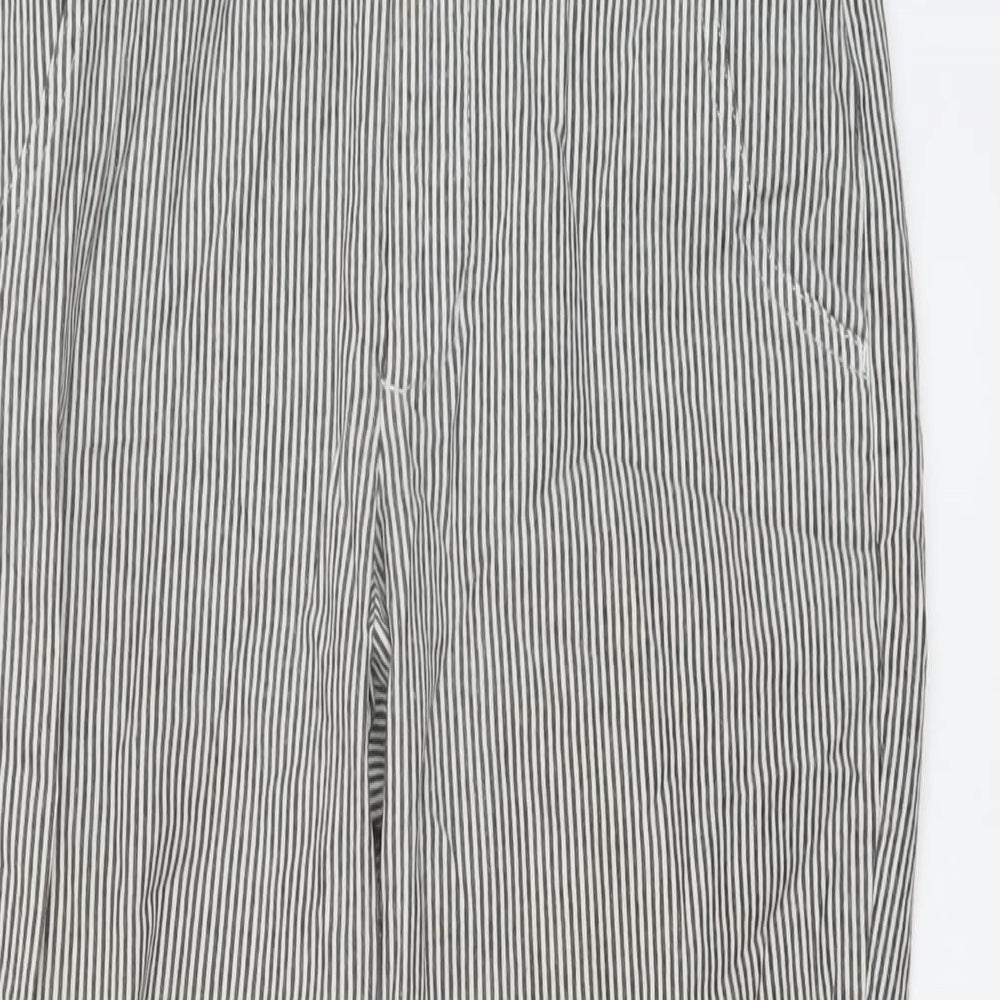 Hollister Womens Grey Striped Cotton Trousers Size S L24 in Regular Button