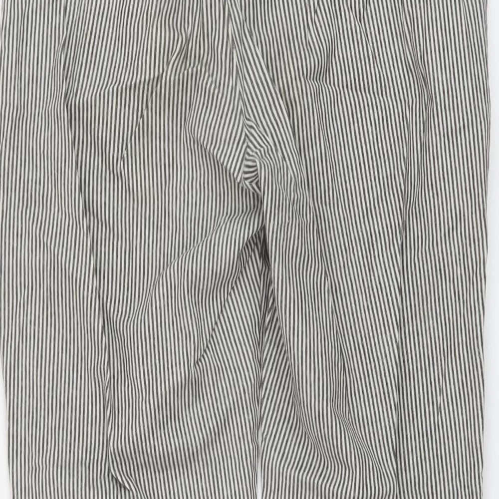 Hollister Womens Grey Striped Cotton Trousers Size S L24 in Regular Button