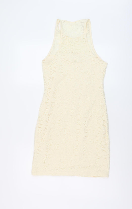 Hollister Womens Ivory Cotton Bodycon Size M Round Neck Pullover