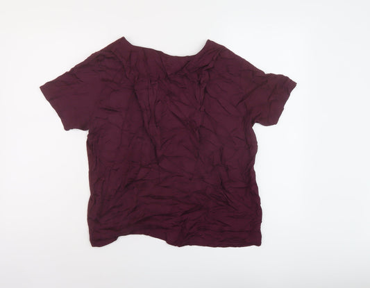 & Other Stories Womens Red Viscose Basic T-Shirt Size 8 Crew Neck