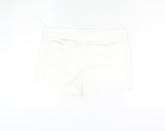 Zara Womens White Cotton Skort Skirt Size M Zip - Pocket