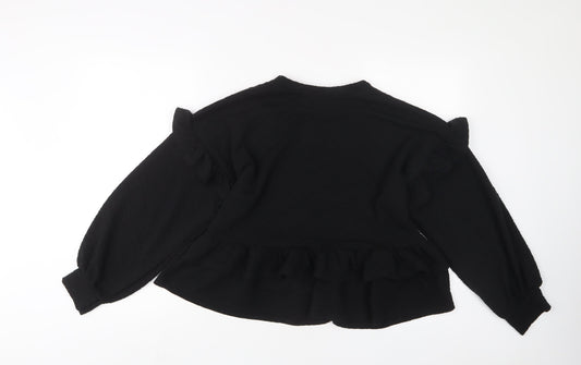Oasis Womens Black Polyester Pullover Sweatshirt Size L Pullover - Frill