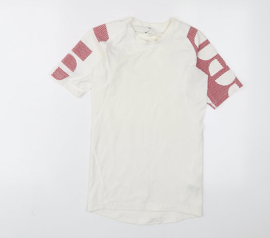 Reebok Mens White Nylon Basic T-Shirt Size M Crew Neck Pullover