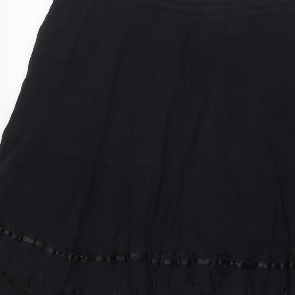 Sand&Sun Womens Black Cotton Pleated Skirt Size 2XL Drawstring
