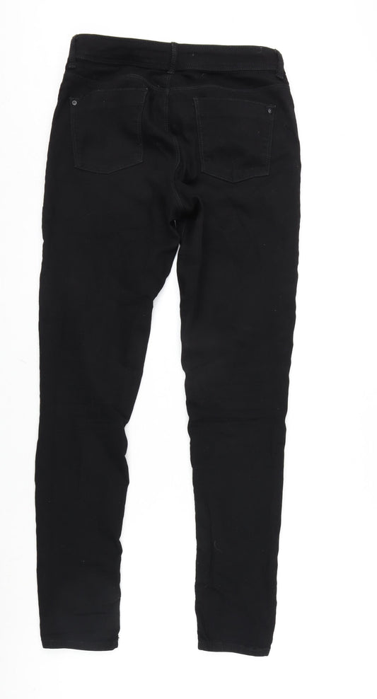 Dorothy Perkins Womens Black Cotton Blend Tapered Jeans Size 12 L32 in Regular Zip