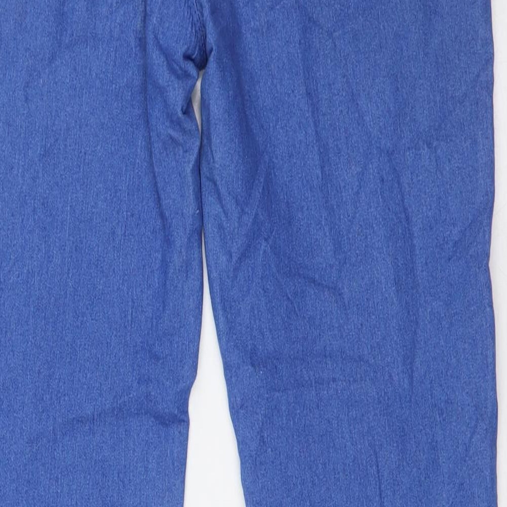 Brand and care label for Denim Co women’s blue cotton jegging jeans, size UK 10, 32-inch leg regular zip