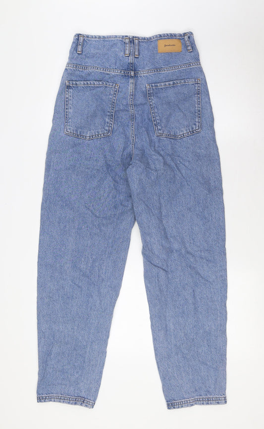 Stradivarius Womens Blue Cotton Mom Jeans Size 6 L28 in Regular Button - High Waist