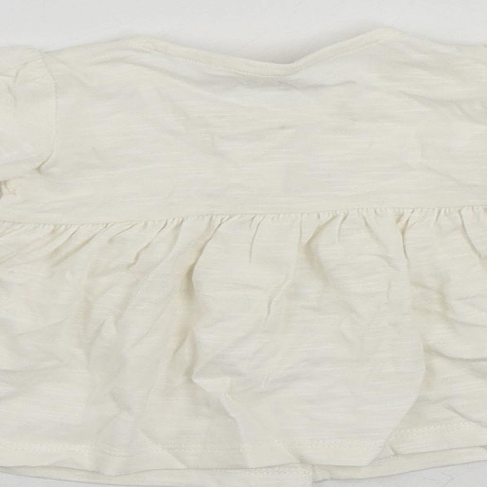 Brand and care label for Marks & Spencer Baby Ivory Cotton Basic Button-Up, size 0-3, Months Round Neck Button
