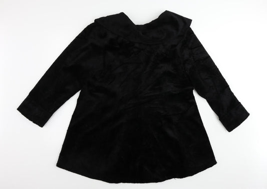 Sixteen Womens Black Pea Coat Coat Size M Button - Faux Fur Vintage