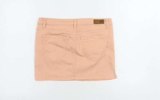 VERO MODA Womens Pink Cotton Mini Skirt Size 10 Button