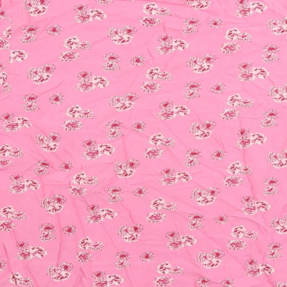 Marks and Spencer Womens Pink Floral Viscose Basic Blouse Size 12 Boat Neck