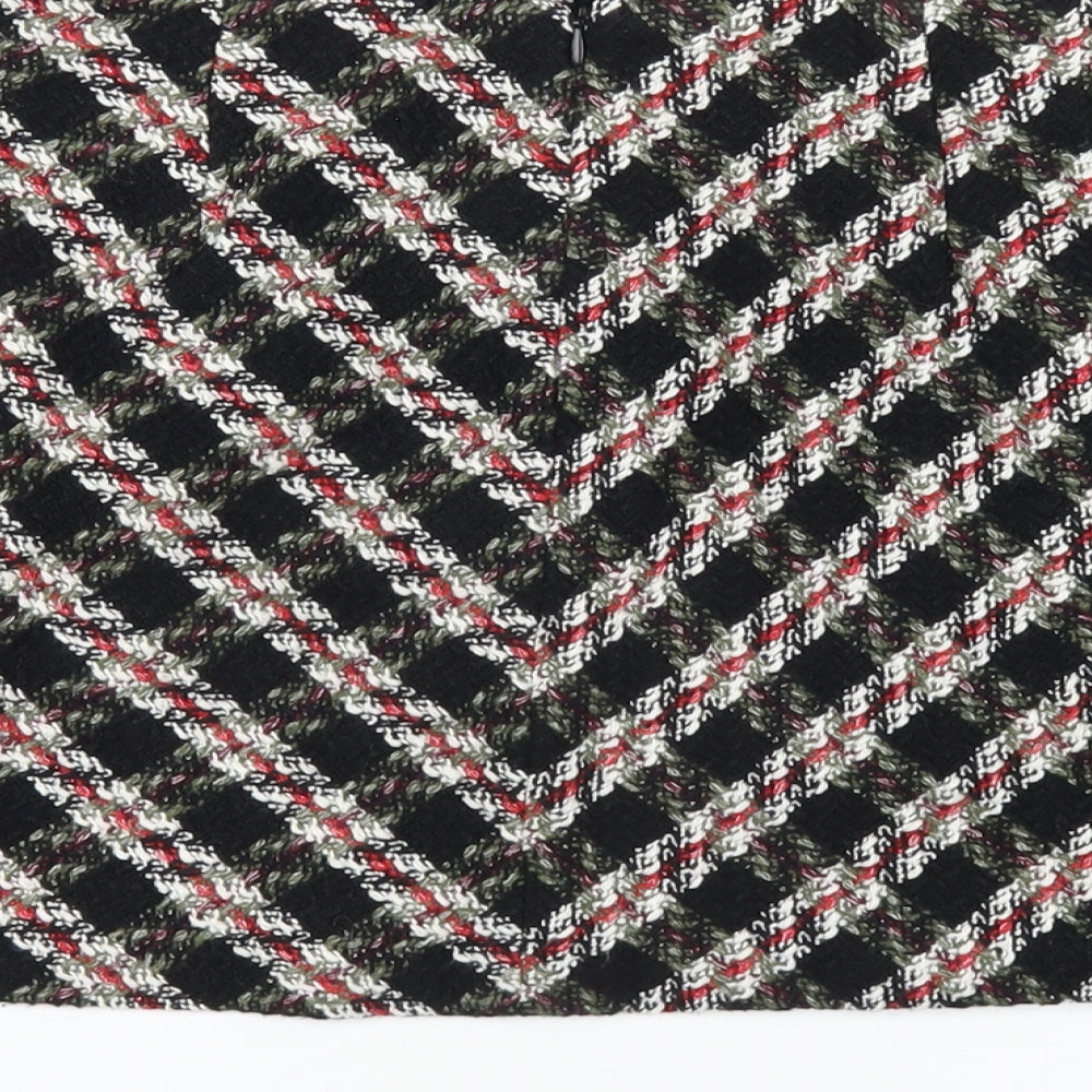 Zara Womens Multicoloured Plaid Cotton A-Line Skirt Size L Zip