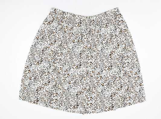 Marks and Spencer Womens White Geometric Viscose Swing Skirt Size 24