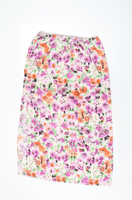 Topshop Womens Multicoloured Floral Polyester Swing Skirt Size 14