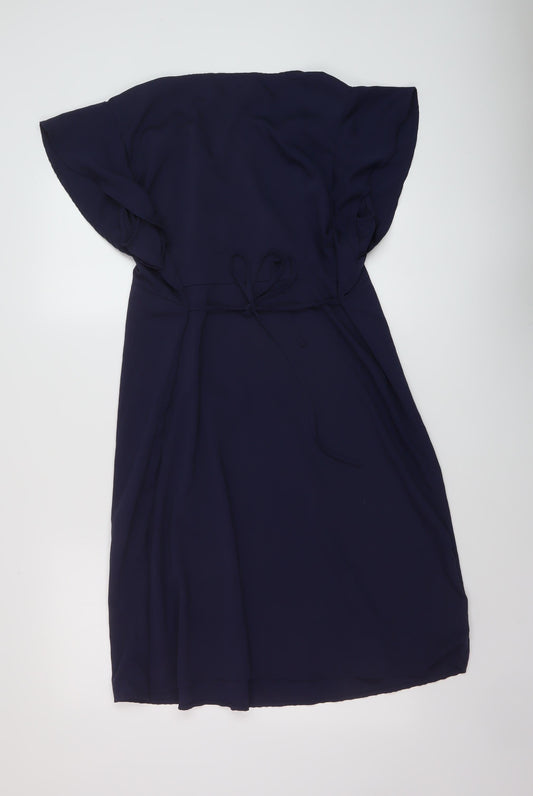 Marks and Spencer Womens Blue Polyester A-Line Size 18 Round Neck Pullover