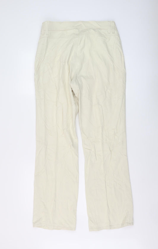 Marks and Spencer Womens Beige Cotton Straight Jeans Size 16 L30 in Regular Button